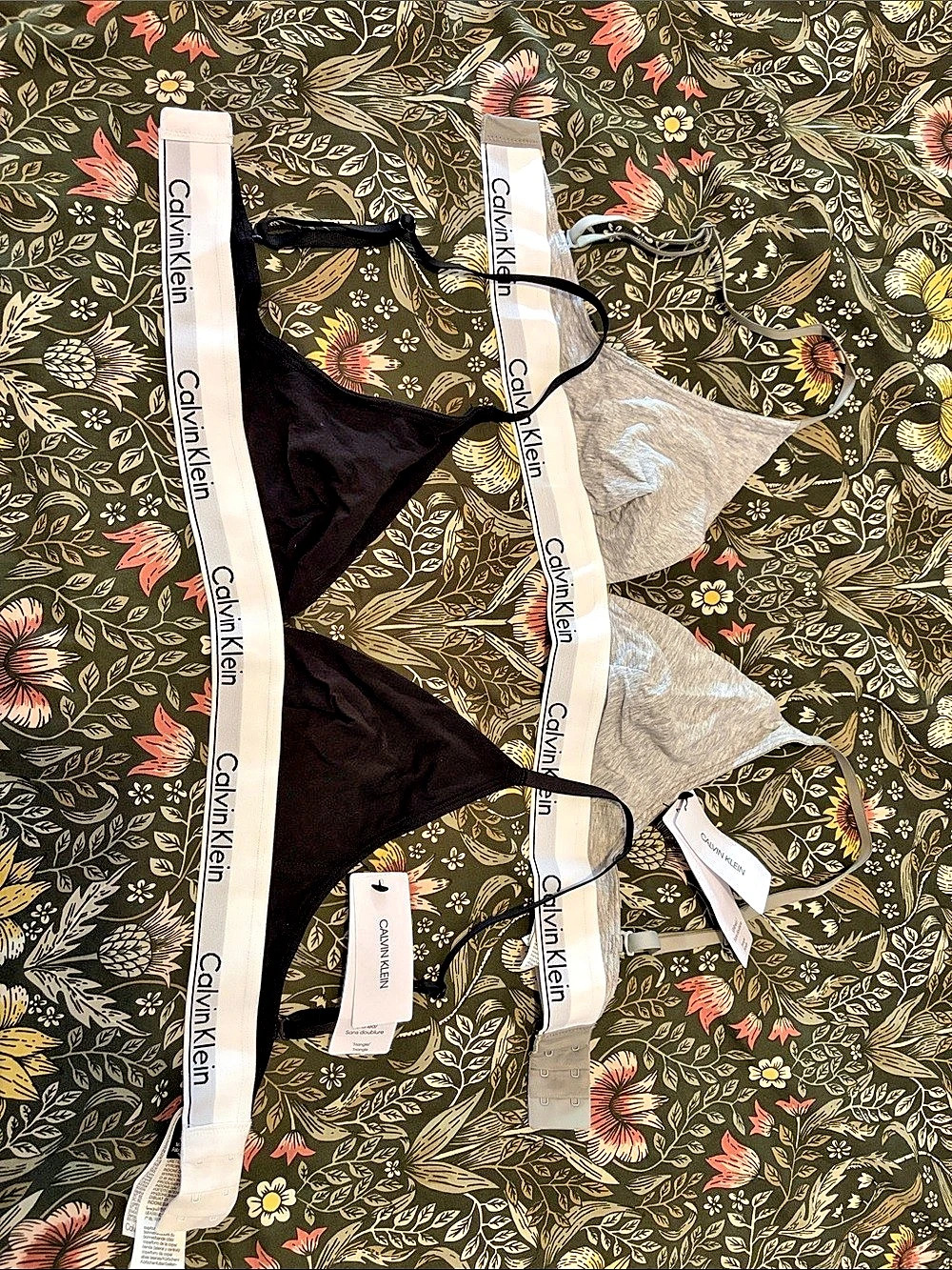 Calvin Klein Triangle Bikini Set Black & Gray Size Small NWT